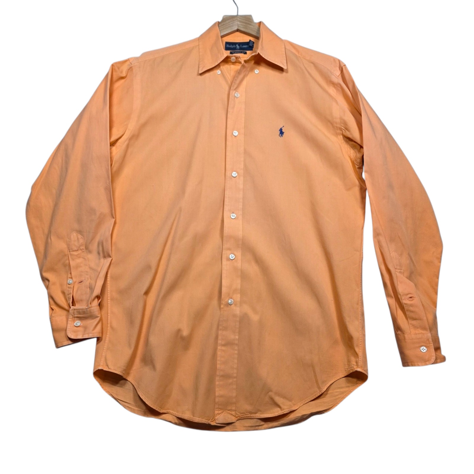 Ralph Lauren Orange Logo Classic Fit Button Down Shirt Size Small